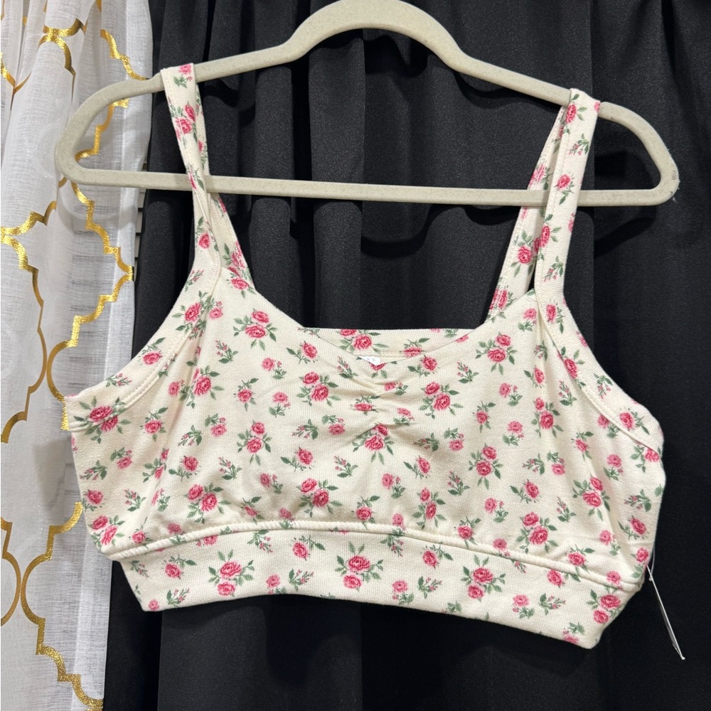 Floral Crop Top with Pink Roses